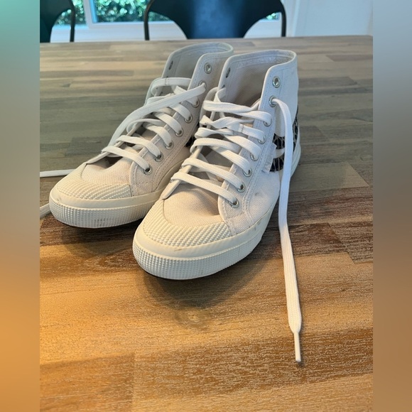 Superga high top tennis shoe size 39.5 8.5 cheetah leopard white fun - Picture 2 of 8